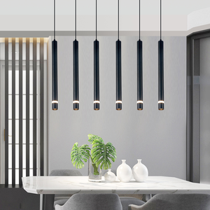 Lampada a Sospensione Moderna Nordica, Lampadario in Alluminio con Attacco E27, Design Lungo Nero e Oro, Luci LED Pendenti <span class=keywords><strong>per</strong></span> Casa Soggiorno - Product Image 2