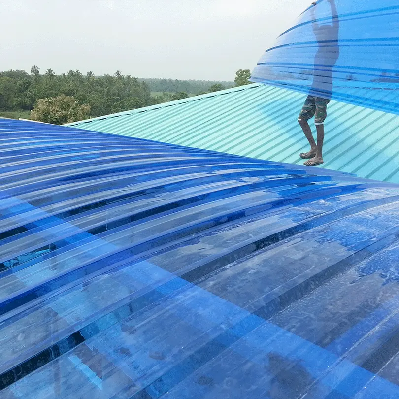Şeffaf dalga oluklu polikarbonat çatı levhası satılık