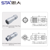 Connecteur Étanche SF12 IP67 pour Câble Électrique, Prise d'Aviation à Connexion Rapide Push-Pull, 2 3 4 5 6 7 9 Broches