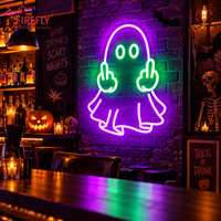 Enseigne néon fantôme d'Halloween personnalisée, alimentée par USB, lumière LED néon à 10 niveaux de luminosité réglable pour bar, chambre, salle de jeux, décoration de fête