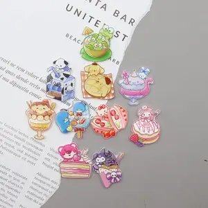 New Cartoon Sanrio Acrylic Charms Cake Drinks Ice Cream Diy Decor for Brooch Hair Clip