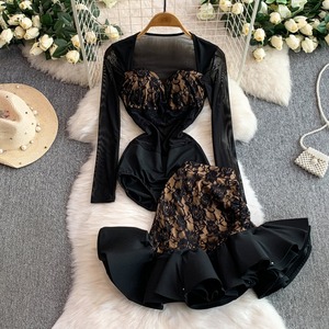 Completo da Donna Elegante con Gonna a Balze e Dettagli in <span class=keywords><strong>Pizzo</strong></span>, Nuova Collezione Autunno 2026 - Vendita all'Ingrosso - Product Image 1