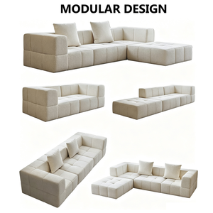 Canapé sectionnel en forme de U en bois et tissu de style européen moderne pour salon, appartement, hôtel, villa - Product Image 4