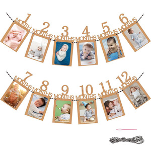 Bandera Rectangular Decorativa para Colgar con Foto del Bebé de 1er Cumpleaños, 1 Año, 12 Meses, Decoración de Cumpleaños - Product Image 1