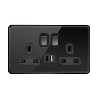 Prise murale multifonctionnelle internationale USB+type-c en acier inoxydable nickelé, design minimaliste, miroir, panneau haut de gamme, UK/EU