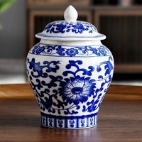 Stoples Teh Porselen Biru Putih Gaya Cina MSH Dengan Tutup