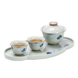 Retro Blue And White Porcelain Kung Fu <b>Tea</b> <b>Set</b> With Lid Small Ceramic Teapot Two <b>Cups</b> <b>Tea</b> Tray For Home Use And Entertaining - Product Image 5