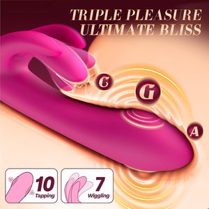 Vibratore da donna a doppia modalità G Spot coniglio 10 Flapping dito anale Dildo giocattoli sessuali per adulti con stimolatore clitorideo - Product Image 2