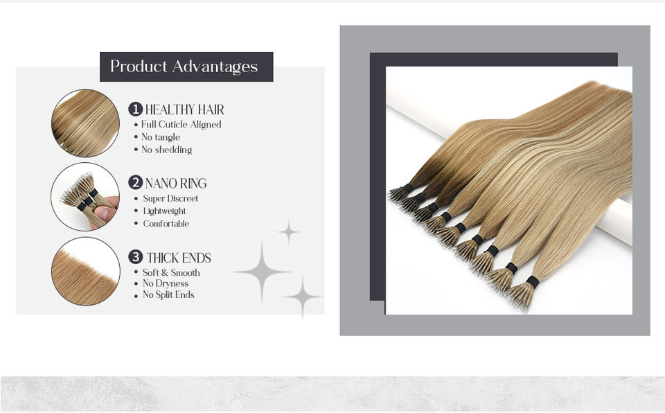 Nano Tip Hair Extensions Human Hair Wholesale Double Drawn Keratin 100% ...