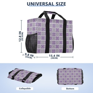Large Capacity Custom Print Hawaiian Palaka Quilt Design Lamination Grocery Polyester Tote Reusable Shopping <b>Bags</b> - Product Image 2