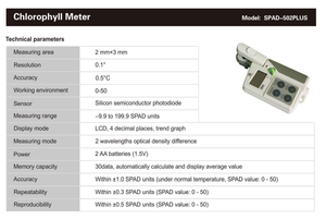 เครื่องวัดคลอโรฟิลล์แบบดิจิตอลพกพา SPAD-502Plus พร้อมหน้าจอ LCD - Product Image 5