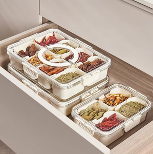 Wholesale Portable 4 Compartment Plastic <b>Snack</b> Platter Handle Box <b>Container</b> Snackle Storage Divided Serving Tray Dividers - Product Image 3