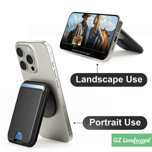 Pochette pour cartes en cuir PU personnalisée, porte-cartes magnétique puissant, support de portefeuille de téléphone professionnel rotatif lisse - Product Image 4