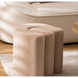 POUF MOD. BOLAN DIAM. CM 39.5 H. 40.5 IN VELLUTO BEIGE - Product Image 1