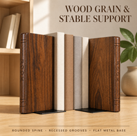 Grandes serre-livres pour livres lourds, lot de 2, serre-livres en bois antidérapants, noyer
