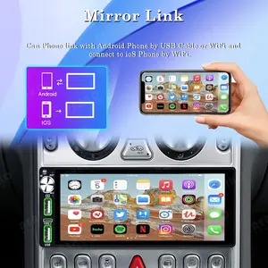 6.9 inç 1 Din araba Raio MP5 çalar ayna bağlantı FM BT Carplay için dokunmatik ekran Stereo araba Android oto