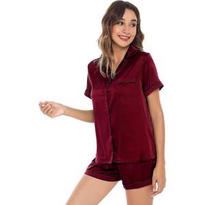 ชุดนอนผ้าไหมผู้หญิงขายส่ง แขนสั้น กางเกงขาสั้น เนื้อผ้านุ่มสบาย ไซส์ S ถึง XXL - Product Image 4