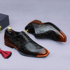 Zapatos de Cuero Formales para Hombre, Estilo Oxford, para Uso Casual, con Acabado Pulido y Superficie Brillante, Zapatos de Boda para Hombre - Product Image 1