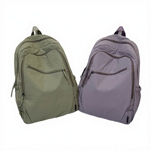 Solid Color Lightweight Fashion Zipper Large Size <b>Student</b> School <b>Backpack</b> Middle School Waterproof Nylon Fabric Casual Bag - Product Image 1