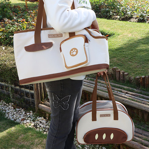 Love You <b>Pet</b> Toast Cat <b>Carrier</b> Canvas Zipper Breathable Travel Backpack For Cats Dogs - Product Image 1