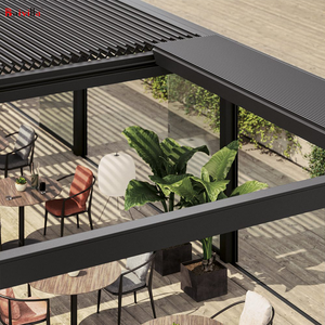 Techo Retráctil bioclimática pérgola de aluminio del louvre sombra con pared de vidrio sistema - Product Image 5