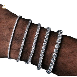 Pulseras de Cadena de Tenis de Plata de Ley 925 con Moissanita VVS1 de 2-5mm, Estilo Hip Hop, Certificadas para Mujer, de Galaxy Jewelry Fashion - Product Image 1
