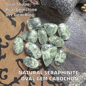 พลอยเซราฟินิตสีเขียวคุณภาพสูง รูปทรงหลังเบี้ย แบบผสม สำหรับทำเครื่องประดับคริสตัลทำมือ งานฝีมือ DIY ขายส่ง - Product Image 2
