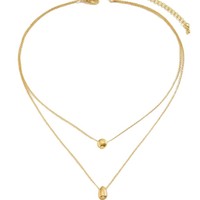 Collier à billes à double rangée minimaliste Gaovo, plaqué or 18 carats, en acier inoxydable, bijoux de mode polyvalents pour femmes
