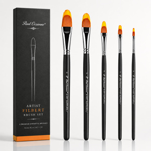 Juego de 5 pinceles de doble capa Paul Cezanne, pinceles profesionales sintéticos tipo filbert para pintar con texturas únicas - Product Image 1