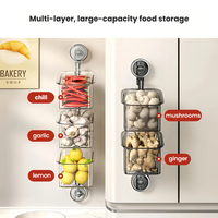 Organisateur mural de cuisine à ventouse, panier de rangement en plastique multicouche, égouttoir suspendu sans perçage, étagère d'organisation