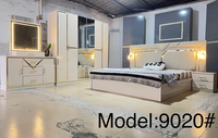 Ensemble complet de meubles design et moderne, lit rembourré en tissu, grande taille, MDF, ensemble chambre à coucher en bois