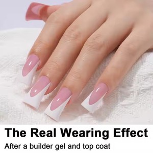AILLSA OEM - <span class=keywords><strong>Uñas</strong></span> Acrílicas Hechas a Mano con Punta Francesa Cónica, Blancas, Cobertura Total, 120 Piezas/Caja con Pegamento - Product Image 4