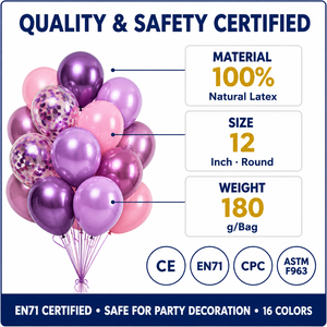 60 <span class=keywords><strong>Palloncini</strong></span> Rosa e <span class=keywords><strong>Viola</strong></span>, <span class=keywords><strong>Palloncini</strong></span> in Lattice con Coriandoli Rosa e <span class=keywords><strong>Viola</strong></span> da 12 Pollici, Utilizzati per Decorare Feste di Compleanno Femminili - Product Image 3