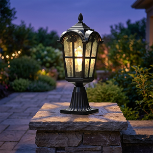 Lámpara de Poste LED Eléctrica de Aluminio con Ahorro de Energía IP65, Luces de Jardín para Exteriores, Lámpara de Estilo Romano para Puerta - Product Image 3