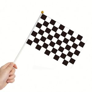 Bandera de Animación Pequeña y Miniatura Personalizable, Impermeable, de Poliéster, con Diseño a Cuadros en Blanco y Negro, Varios Estilos, para Carreras - Product Image 2