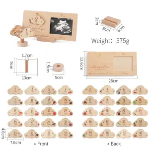 Kartu awan tonggak bayi baru lahir, dekorasi rumah kerajinan kayu multifungsi