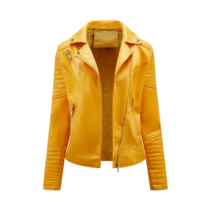 Veste en cuir véritable noire pour femme, veste de motard Cafe Racer en cuir d'agneau, veste de moto en cuir souple pour femme - Product Image 1