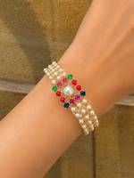 Bracelets à breloques en laiton faits main de Jaipur avec perles d'imitation, bijoux indiens mignons pour femmes, cadeau, fournisseur OEM Bhargavi EMOTION