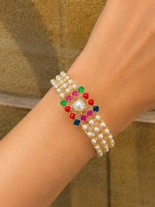 Jaipur Handmade Brass Imitation Pearl Charm <b>Bracelets</b> Cute Indian Fashion Jewelry for Women OEM Supplier - Product Image 4