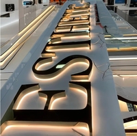 Enseigne publicitaire professionnelle personnalisée à LED en acier inoxydable rétroéclairée en lettres 3D en acrylique pour éclairage extérieur