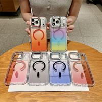 Nouvelle Coque de Téléphone Magnétique Transparente Dégradée Tendance Anti-Jaunissement pour iPhone 17 18 Pro Max avec Support de Cadre d'Objectif