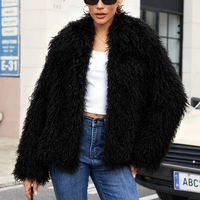 Manteau d'hiver en fausse fourrure shaggy pour femme, 11 couleurs, col ouvert, coupe oversize, vêtement d'extérieur 2026