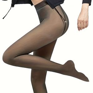 Vente chaude Collants en polaire doublés personnalisés, décontractés, chauds, automne-hiver, unis, pour femmes - Product Image 3