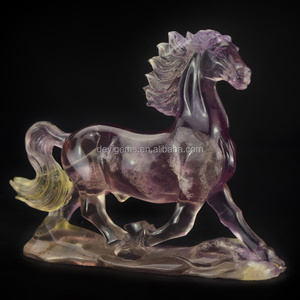 <span class=keywords><strong>Fluorite</strong></span> pierres précieuses gravure sculpté à <span class=keywords><strong>la</strong></span> main cheval amusant cadeaux - Product Image 1