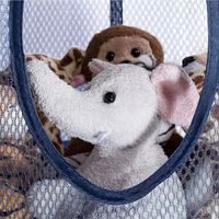 Nouvelle corbeille de rangement suspendue en filet pliable, organisateur de jouets peu encombrant avec crochets pour chambre d'enfant, salle de bain, mur, balcon