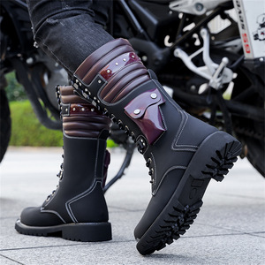 Bottes de chasse pour hommes en cuir véritable, bout rond, semelle extérieure en caoutchouc antidérapante, toutes saisons, semelle intermédiaire en EVA, doublure en polaire - Product Image 3