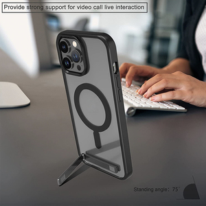 Custodia magnetica per telefono cellulare con cavalletto trasparente nero copertura del supporto con supporto per <span class=keywords><strong>iPhone</strong></span> 17 Pro Max 16 15 14 13 12 Mini <span class=keywords><strong>11</strong></span> - Product Image 2