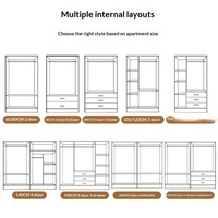 Armoire moderne minimaliste en noyer, best-seller, pour chambre à coucher, petit appartement, avec 2 tiroirs et portes battantes, meuble de rangement à assembler