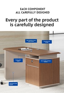 Bureau de travail ergonomique en bois, style minimaliste moderne, petite taille, avec rangement modulaire, pour la maison, le bureau, l'appartement, l'hôtel, l'école - Product Image 2
