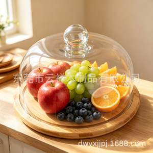 Plateau à fruits en bambou avec couvercle en verre 295*20mm pour servir et présenter - Product Image 1